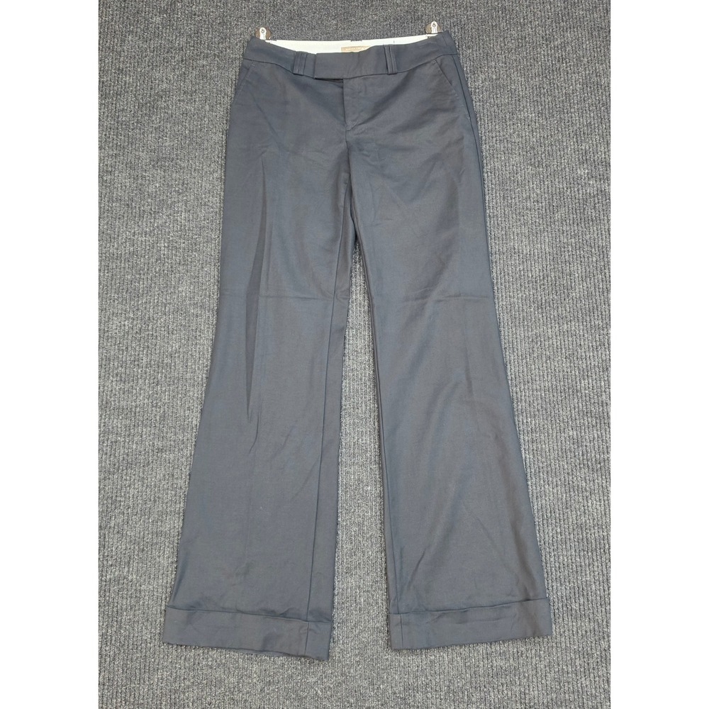 Banana Republic Jackson Fit Black Wide Leg Cuffed Dress Pants Trousers 4 Regular